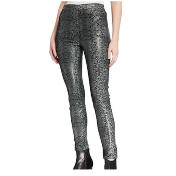 J Brand Darcy Snake Print 100%Lamb Skin Leather Pull On Leggings size S - Picture 1 of 5